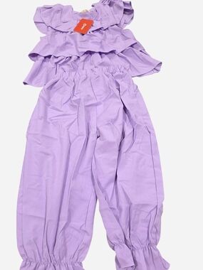 PatPat Lilac Ruffle Two-Piece Romper Set